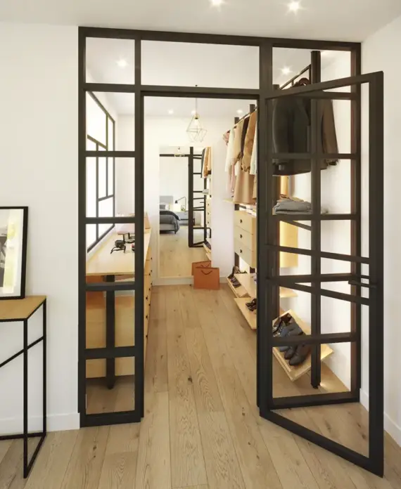 SERIE E 30 V 70 vidriera con puerta abatible para soluciones de division interior con luz natural 1024x1024 1