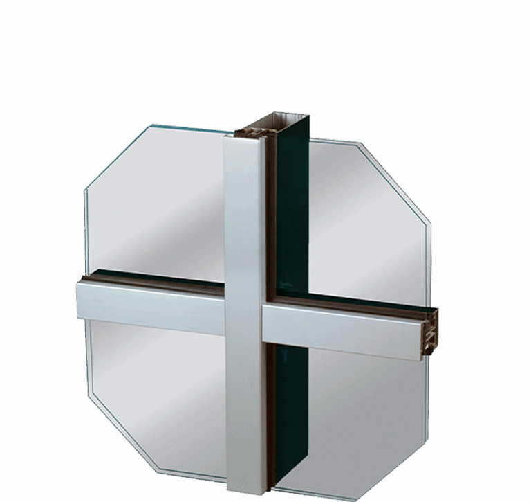 Serie E100 Sistema de muro cortina de tapetas a 4 lados de gran facilidad de instalacion y fabricacion