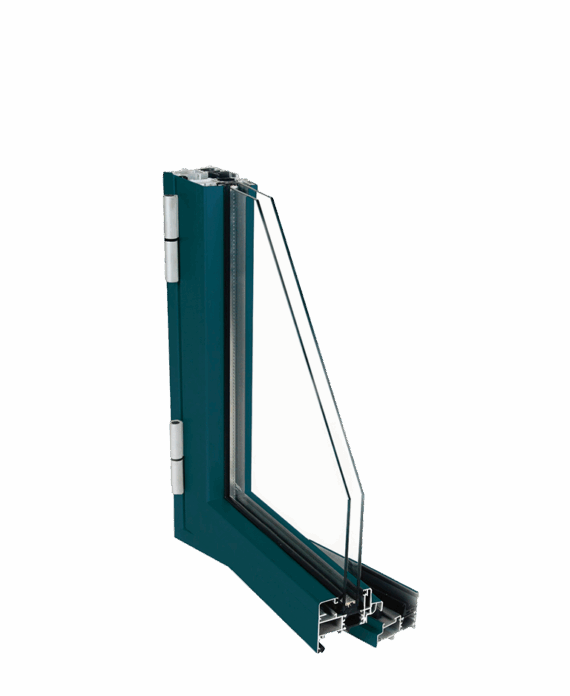 Serie E36 Ventana balconera y puerta practicable con Rotura de Puente Termico. Se complementa con los sistemas de corredera E 17 E 75 y E 80